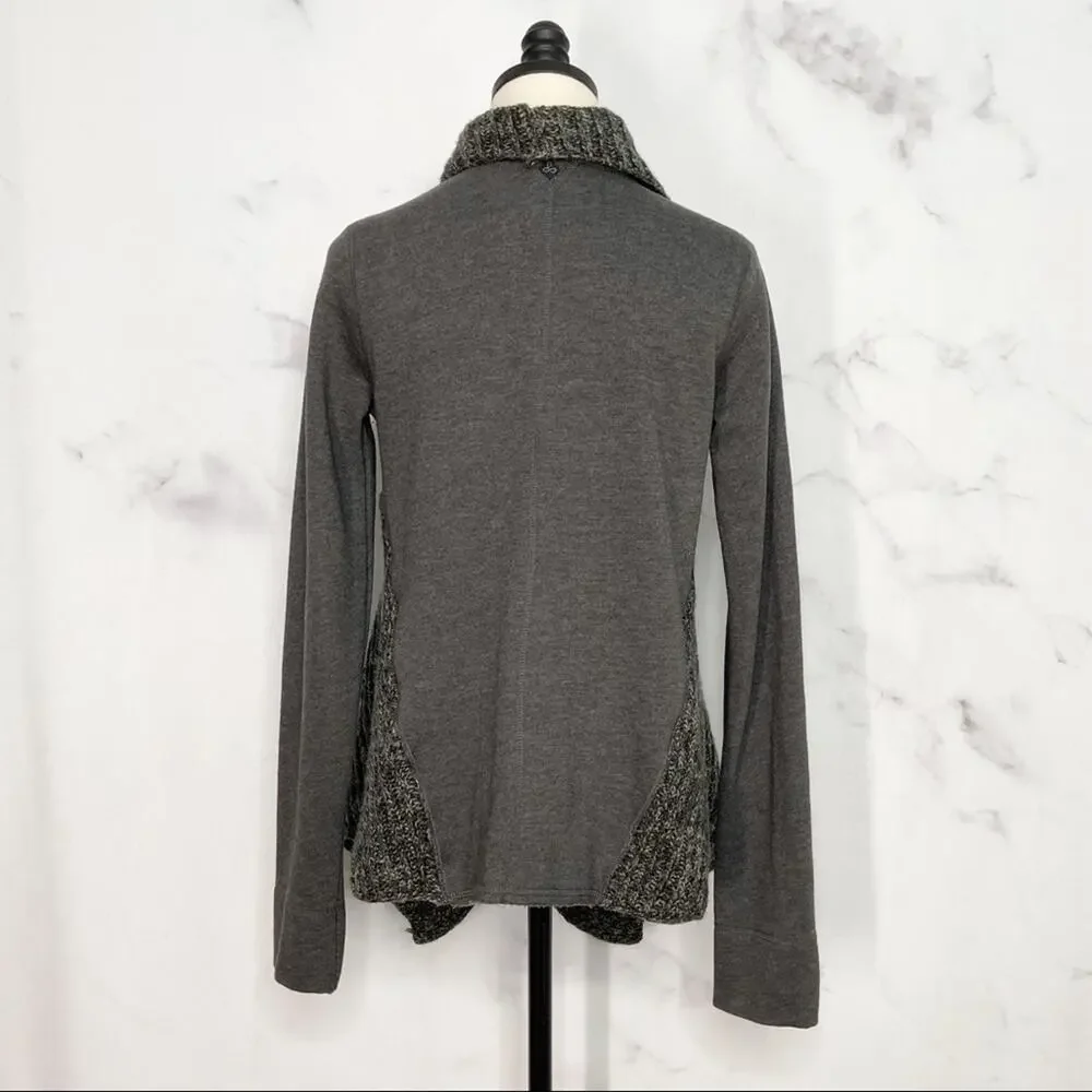 Prana Demure Cardigan Gray Waterfall Sweater Athleisure Lounge Gym Yoga Size S